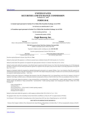 Thumbnail Eagle Bancorp 10-K Annual Report 2017