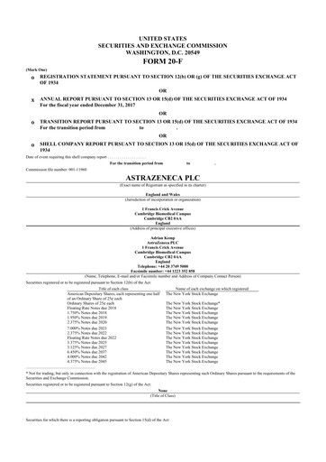 Thumbnail AstraZeneca 20-F Annual Report 2017