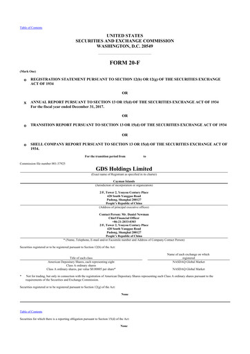 Vorschaubild GDS Holdings 20-F Jahresbericht 2017