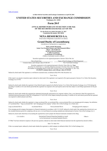 Thumbnail Nexa Resources 20-F Annual Report 