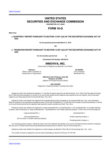 Thumbnail Innoviva 10-Q Quarterly Report FY2018 