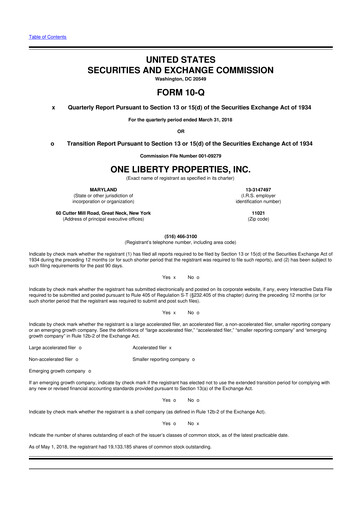 Thumbnail One Liberty Properties 10-Q Quarterly Report FY2018 