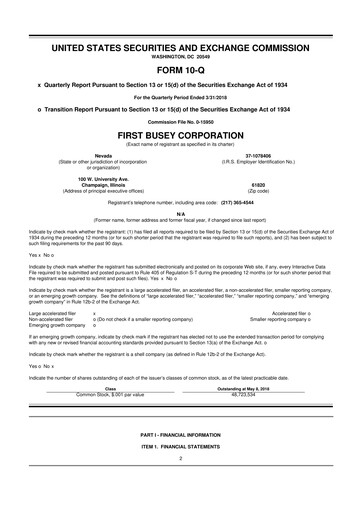 Thumbnail First Busey 10-Q Quarterly Report FY2018 