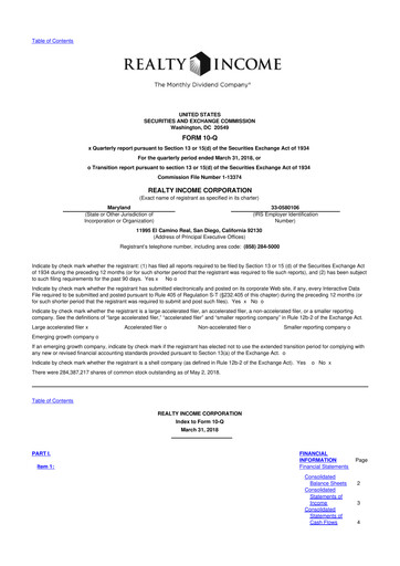 Vorschaubild Realty Income 10-Q Quartalsbericht 2018 