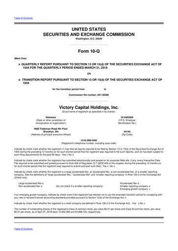 Vorschaubild Victory Capital 10-Q Quartalsbericht 2018 