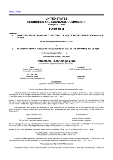 Thumbnail Retractable Technologies 10-Q Quarterly Report FY2018 