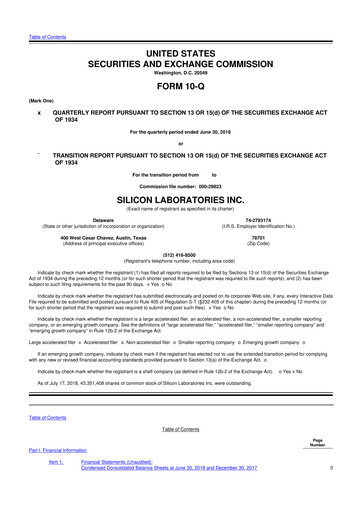 Thumbnail Silicon Labs
 10-Q Quarterly Report FY2018 