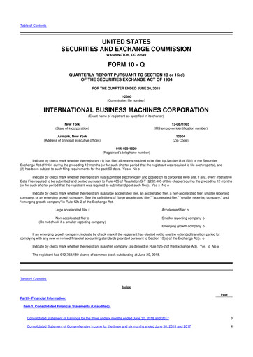 Vorschaubild IBM 10-Q Quartalsbericht 2018 