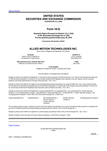 Thumbnail Allient 10-Q Quarterly Report FY2018 