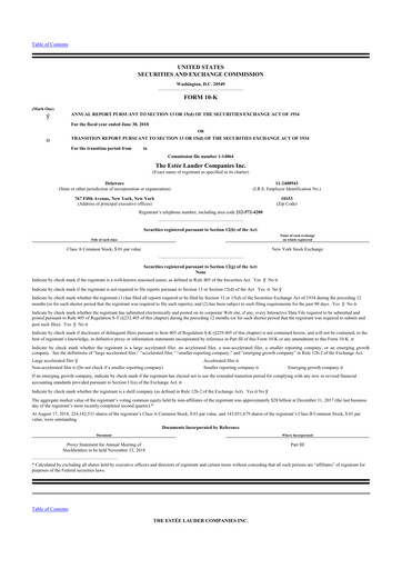 Thumbnail Estee Lauder 10-K Annual Report 2018