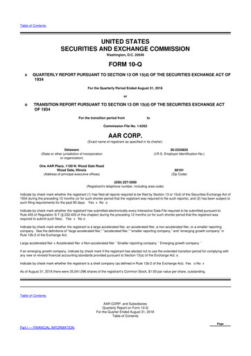 Thumbnail AAR 10-Q Quarterly Report FY2019 