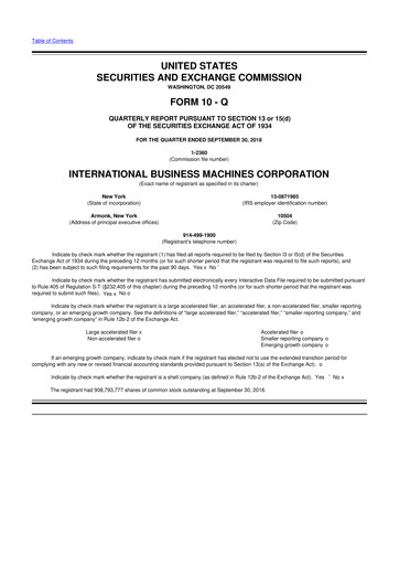 Vorschaubild IBM 10-Q Quartalsbericht 2018 