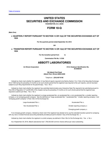 Thumbnail Abbott Laboratories 10-Q Quarterly Report FY2018 