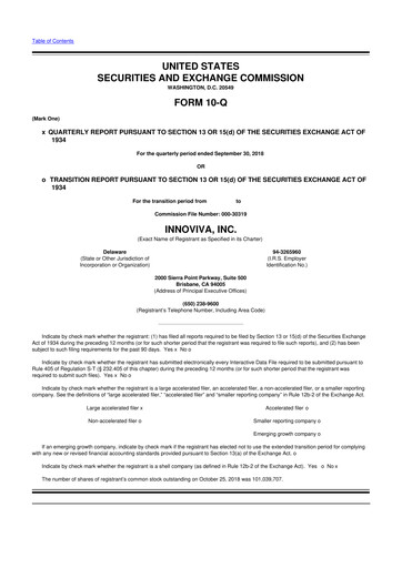 Thumbnail Innoviva 10-Q Quarterly Report FY2018 