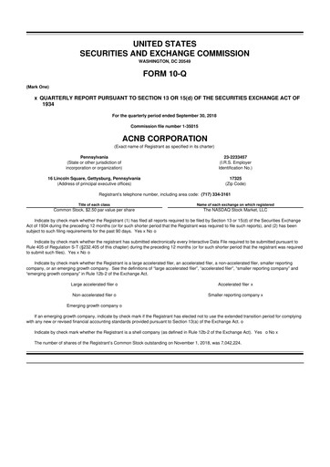 Thumbnail ACNB Corporation
 10-Q Quarterly Report FY2018 