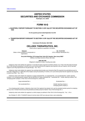 Thumbnail Celldex Therapeutics 10-Q Quarterly Report FY2018 