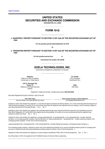 Thumbnail Exela Technologies
 10-Q Quarterly Report FY2018 