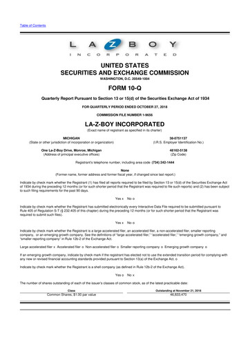 Thumbnail La-Z-Boy
 10-Q Quarterly Report FY2019 