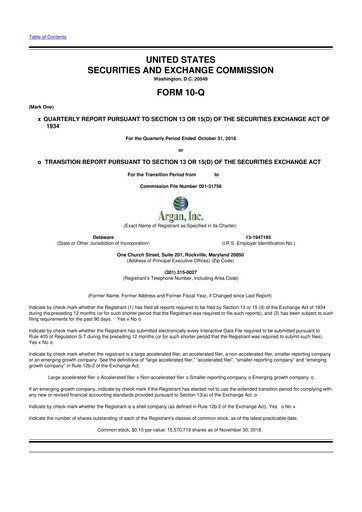 Thumbnail Argan 10-Q Quarterly Report FY2019 