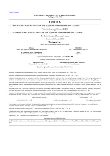 Thumbnail Textron 10-K Annual Report 2018