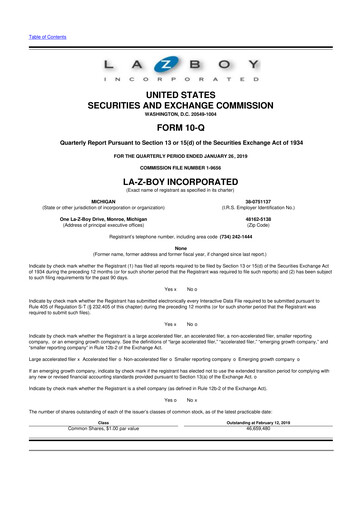 Thumbnail La-Z-Boy
 10-Q Quarterly Report FY2019 