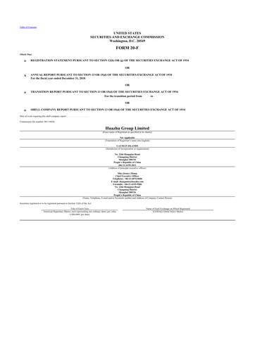 Thumbnail H World Group Limited 20-F Annual Report 2018