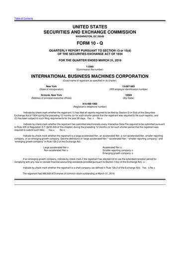 Vorschaubild IBM 10-Q Quartalsbericht 2019 