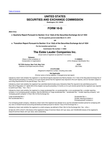 Miniature Estee Lauder 10-Q Rapport trimestriel 2019 