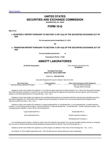 Thumbnail Abbott Laboratories 10-Q Quarterly Report FY2019 
