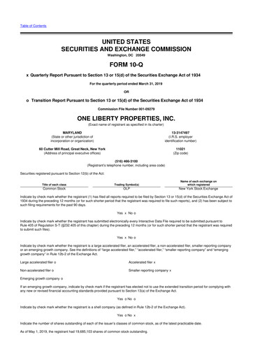 Thumbnail One Liberty Properties 10-Q Quarterly Report FY2019 