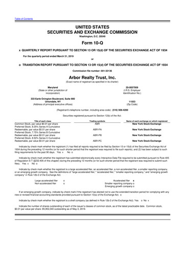 Vorschaubild Arbor Realty Trust
 10-Q Quartalsbericht 2019 