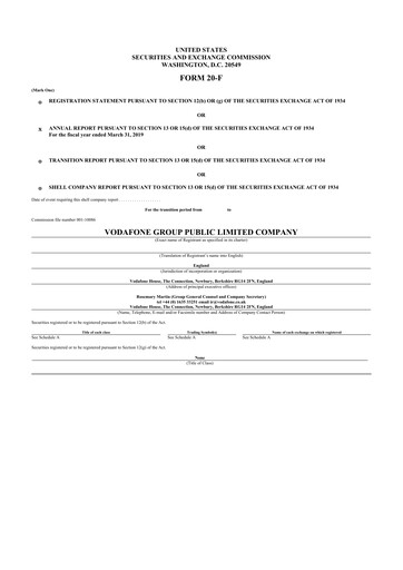 Thumbnail Vodafone 20-F Annual Report 2019