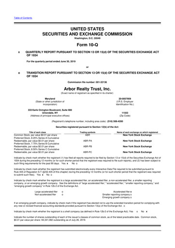 Vorschaubild Arbor Realty Trust
 10-Q Quartalsbericht 2019 