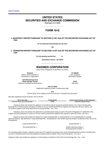 Thumbnail IRadimed 10-Q Quarterly Report FY2019 