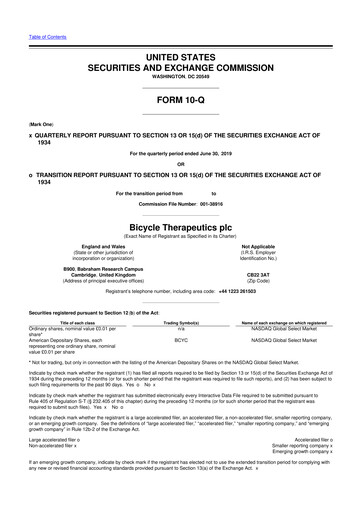 Thumbnail Bicycle Therapeutics 10-Q Quarterly Report FY2019 