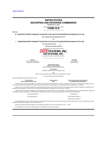 Thumbnail OSI Systems
 10-Q Quarterly Report FY2020 