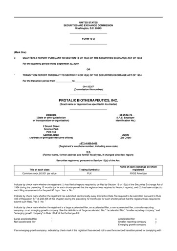 Thumbnail Protalix BioTherapeutics
 10-Q Quarterly Report FY2019 