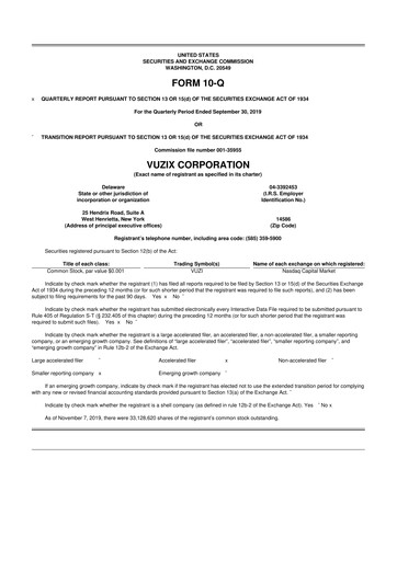 Thumbnail Vuzix
 10-Q Quarterly Report FY2019 