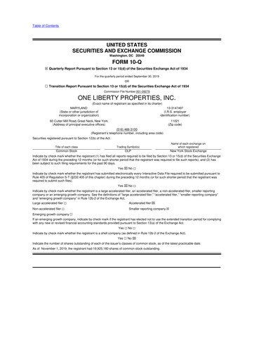 Thumbnail One Liberty Properties 10-Q Quarterly Report FY2019 