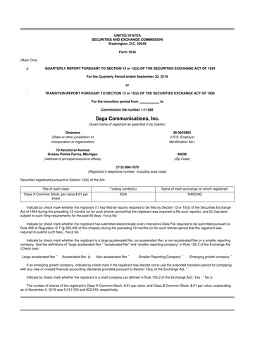 Thumbnail Saga Communications 10-Q Quarterly Report FY2019 