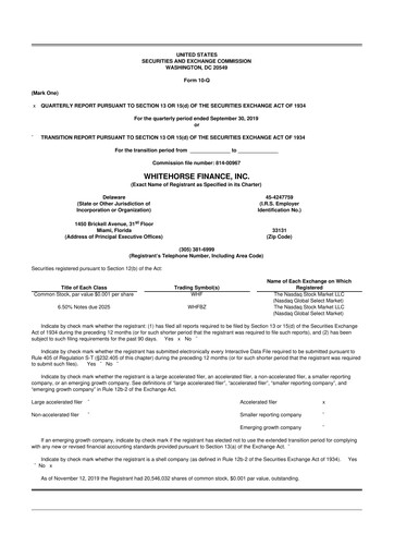 Vorschaubild WhiteHorse Finance 10-Q Quartalsbericht  