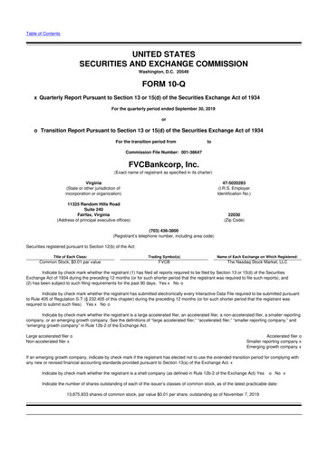 Thumbnail FVCBankcorp 10-Q Quarterly Report FY2019 