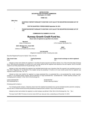 Thumbnail Runway Growth Finance 10-Q Quarterly Report FY 