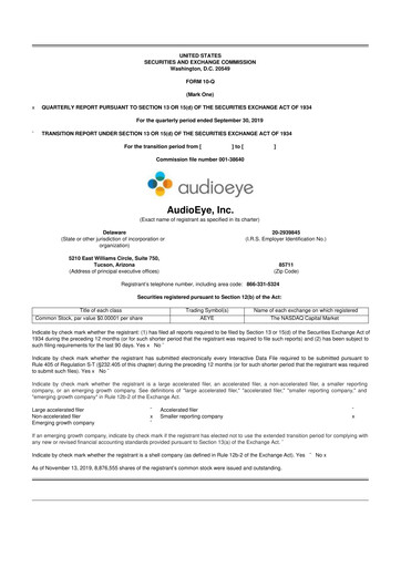 Thumbnail AudioEye 10-Q Quarterly Report FY2019 