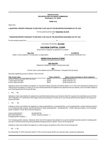 Thumbnail Sachem Capital
 10-Q Quarterly Report FY 