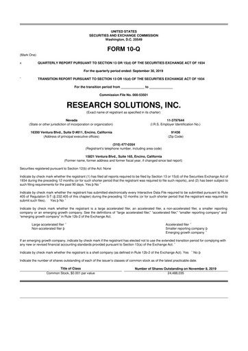 Miniature Research Solutions 10-Q Rapport trimestriel 2020 