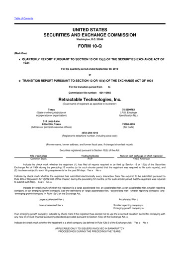Thumbnail Retractable Technologies 10-Q Quarterly Report FY2019 