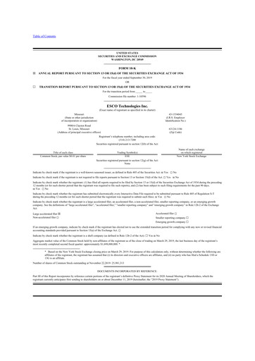 Thumbnail ESCO Technologies
 10-K Annual Report 2019