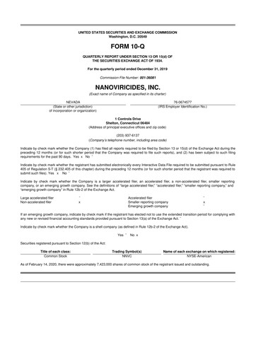 Thumbnail NanoViricides 10-Q Quarterly Report FY2020 