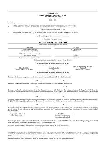 Thumbnail Marcus Corporation
 10-K Annual Report 2019